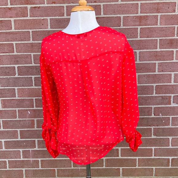 Decree Sheer Open Up Long Sleeves Strawberry Color with coral pink Accents Sz S - Picture 5 of 8